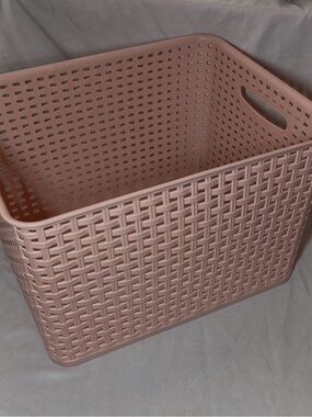The Spring Shop Blush Pink Woven Plastic Storage Bin